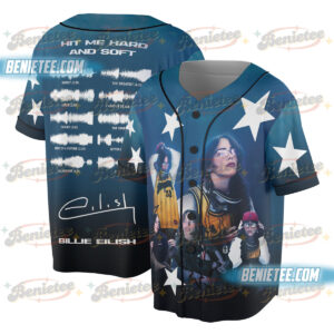 Billie Eilish “Hit Me Hard and Soft” Blue Grid Baseball Jersey