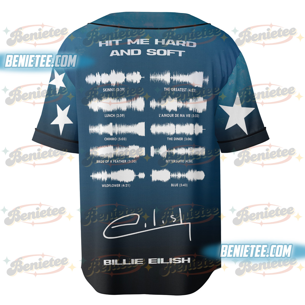 Billie Eilish “Hit Me Hard and Soft” Blue Grid Baseball Jersey - Image 4
