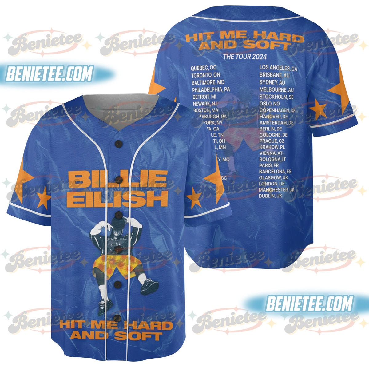 Hit Me Hard Album Baseball Jersey, Billie – 2025 Tour Jersey - Image 3