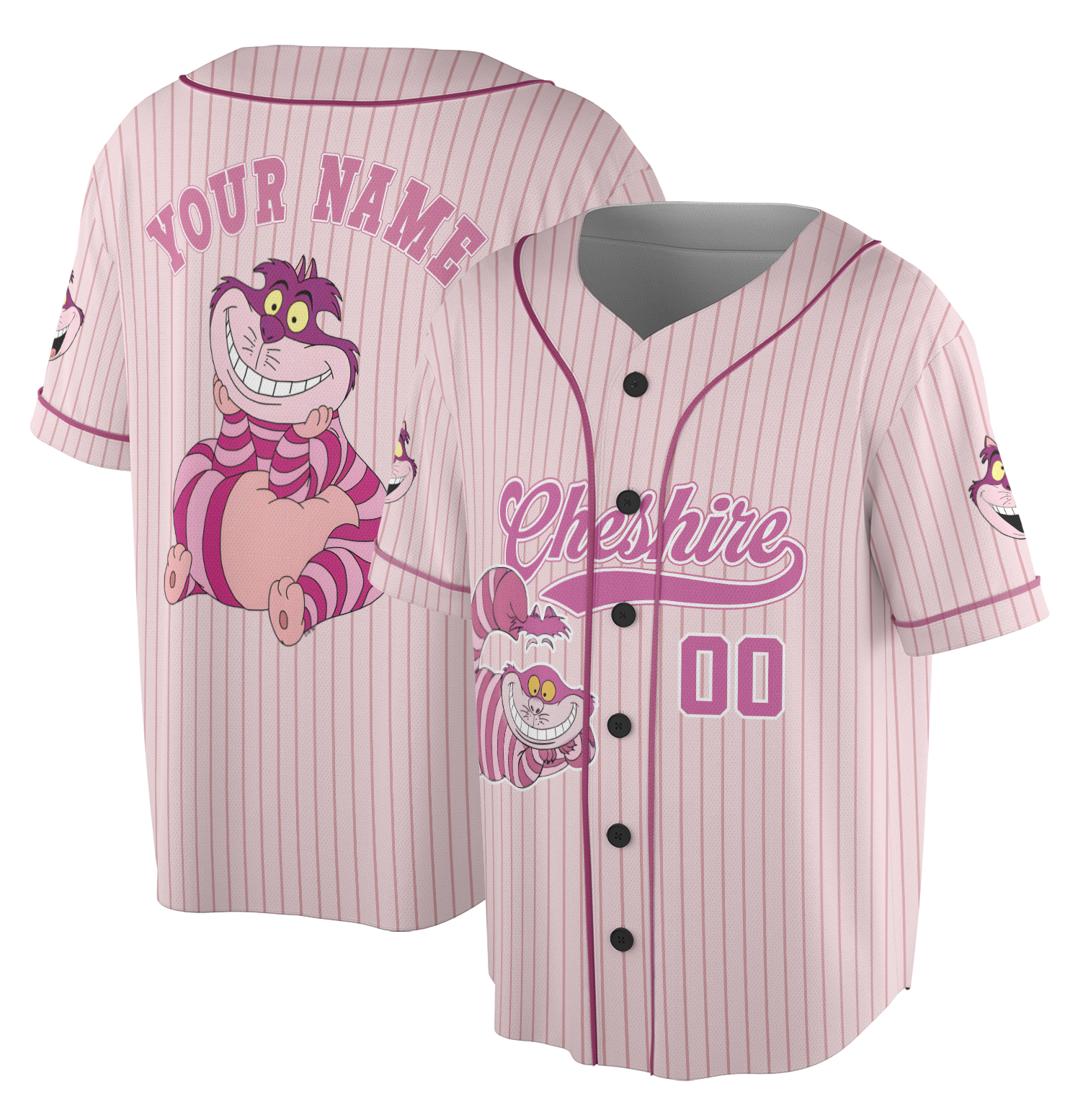Custom Name Alice In Wonderland Cheshire Baseball Jersey, Cheshire Matching Family Jersey, Alice In Wonderland Character Jersey, Disney Movie Jersey - Image 3