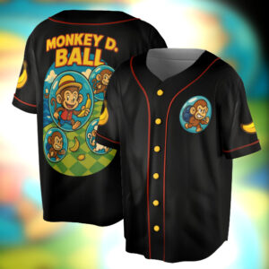 Retro Parody One Piece Jersey, Funny Luffy Monkey Ball Tee, Summer Anime Gamer Gift