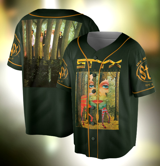 Styx The Grand Illusion Black Adult Jersey, Music Band Shirt