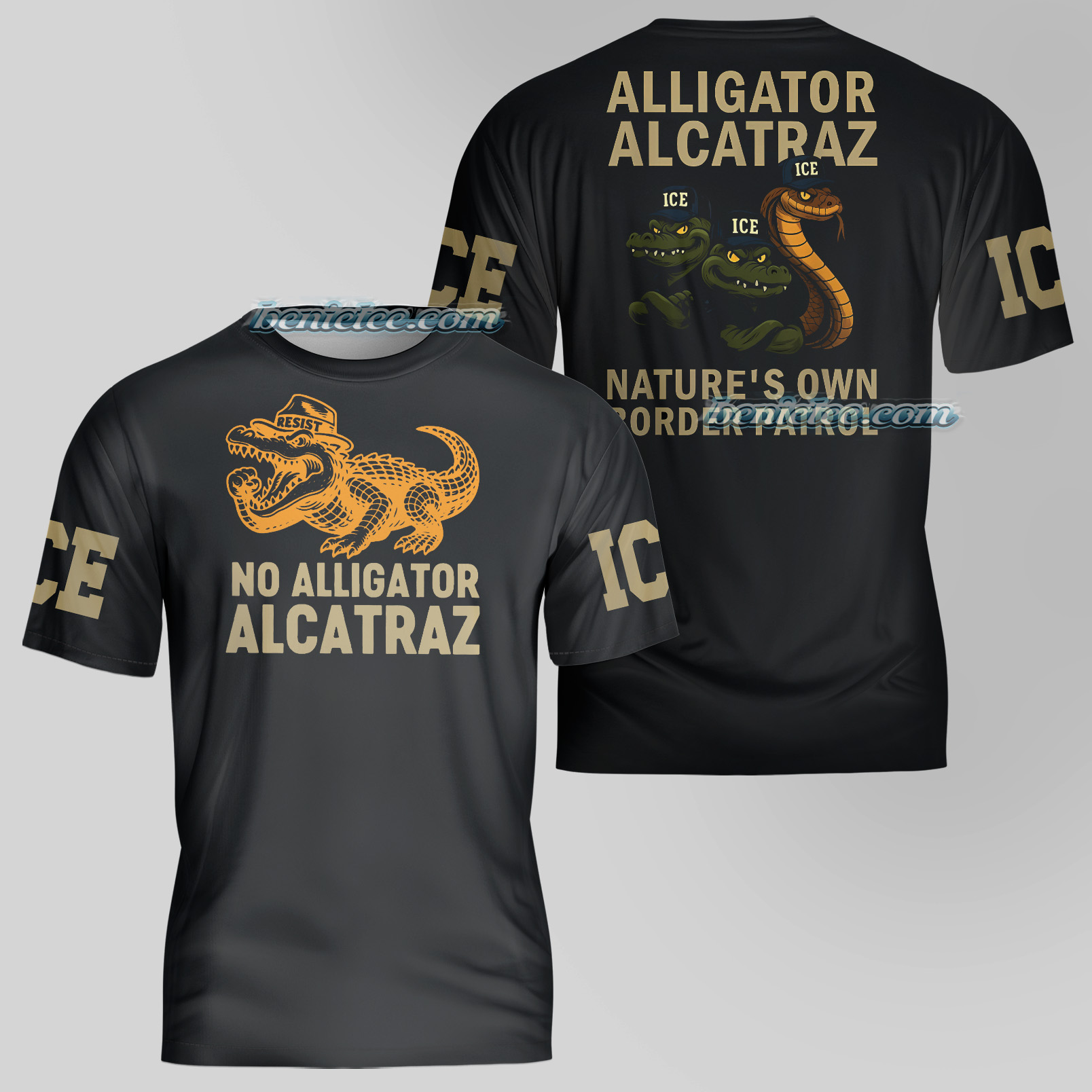 Alligator 3D Tee, Vintage Gator Enforcement Clipart Shirt, ICE Alligator Alcatraz T-shirt - Image 4