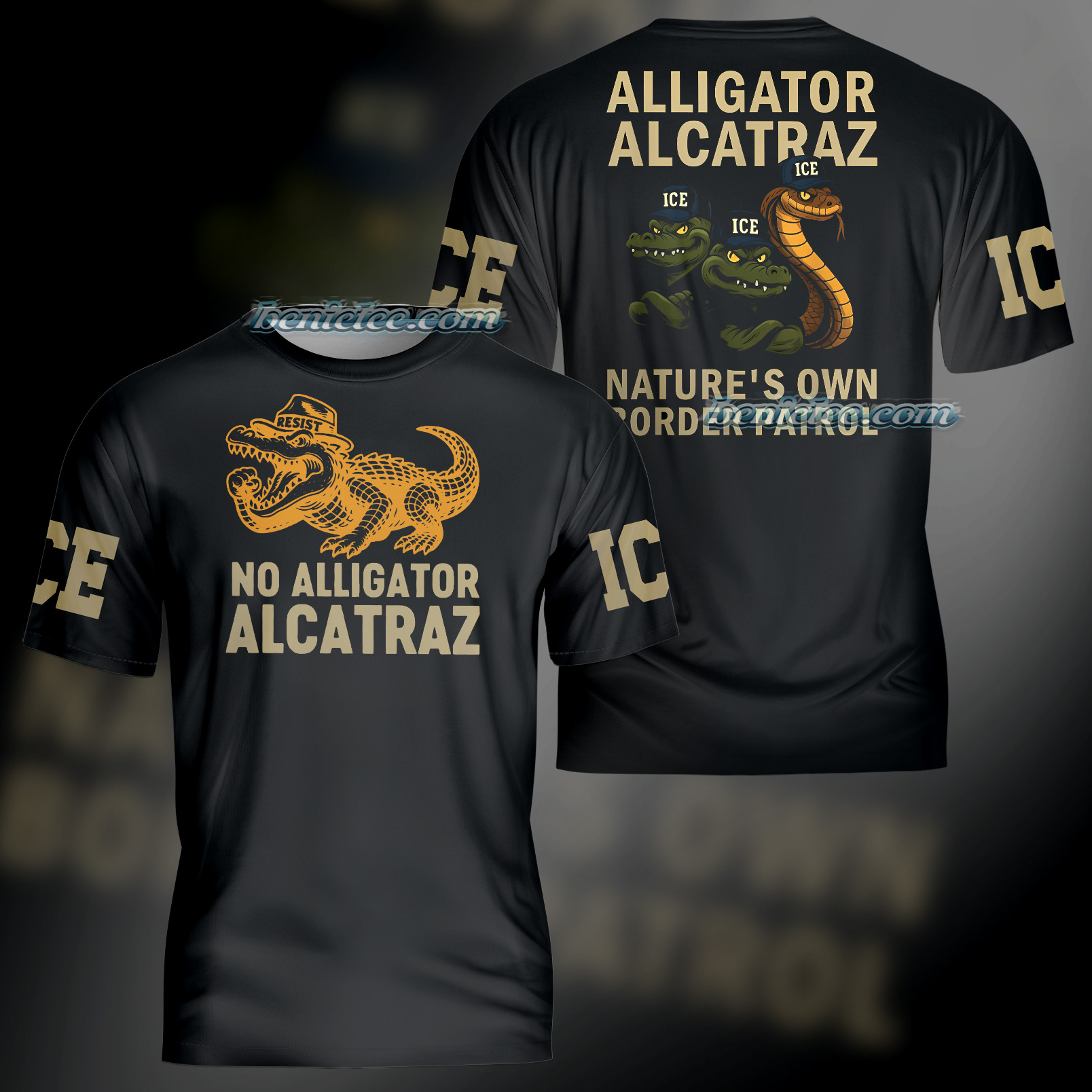 Alligator 3D Tee, Vintage Gator Enforcement Clipart Shirt, ICE Alligator Alcatraz T-shirt