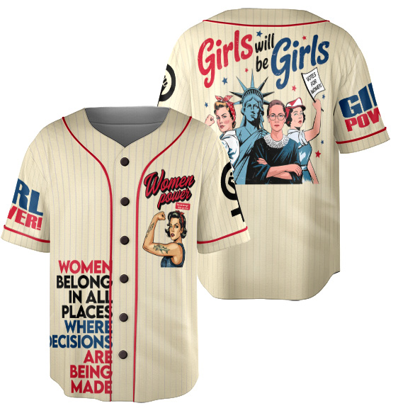 Girls Will be Girls 4th of July Jersey, Patriotic Feminist Shirt - Image 2
