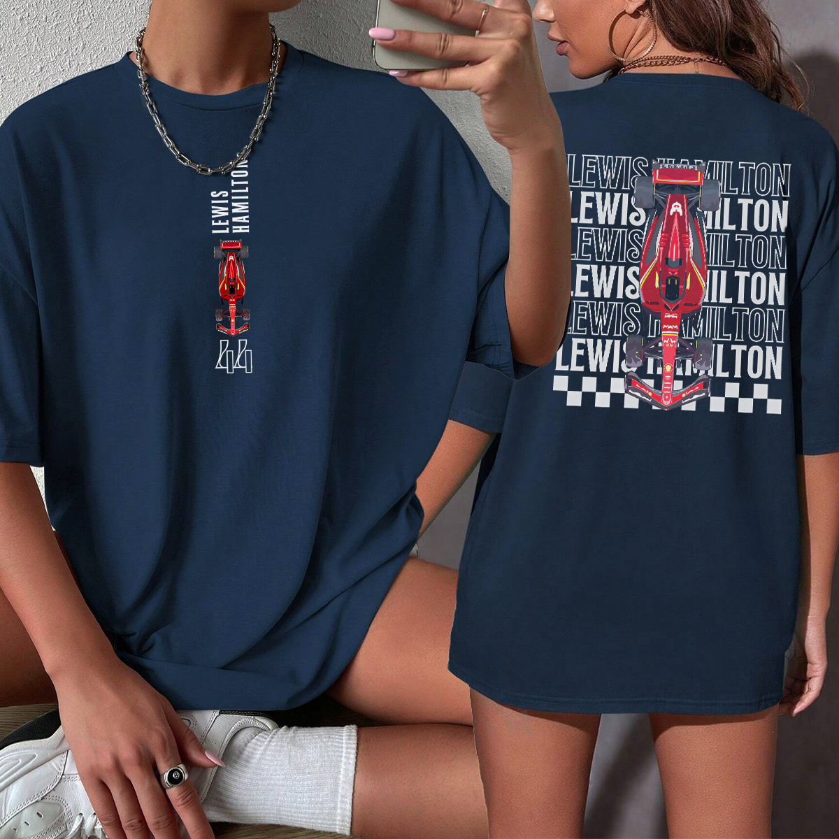 Lewis Hamilton T-Shirt, Ferrari Season 2025 Racing Gift for Men and Women F1 Fan Merch Formula 1 Unisex Shirt - Image 2