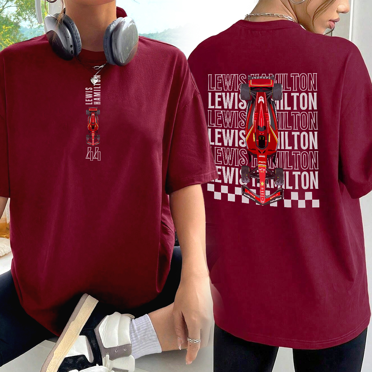 Lewis Hamilton T-Shirt, Ferrari Season 2025 Racing Gift for Men and Women F1 Fan Merch Formula 1 Unisex Shirt - Image 5