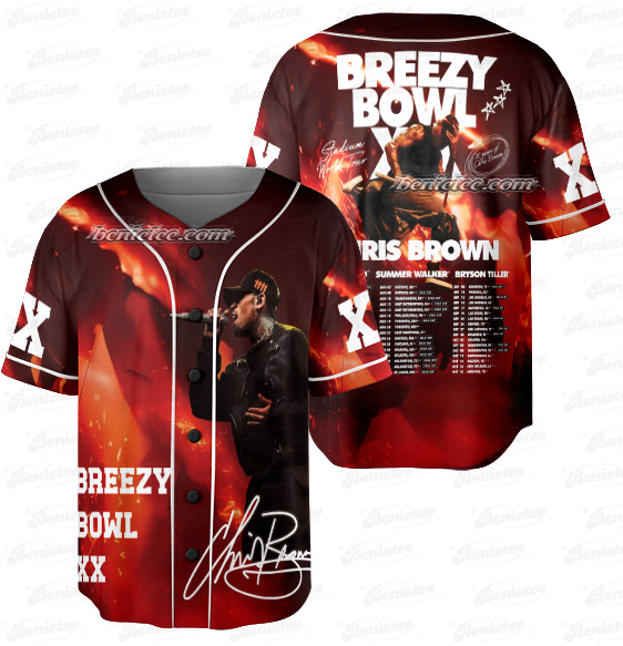 Vintage Rapper Chris Brown Breezy Bowl XX Tour Jersey - Image 4