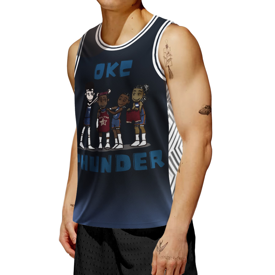 Oklahoma City Thunder Cartoon Basketball Jersey - Image 2