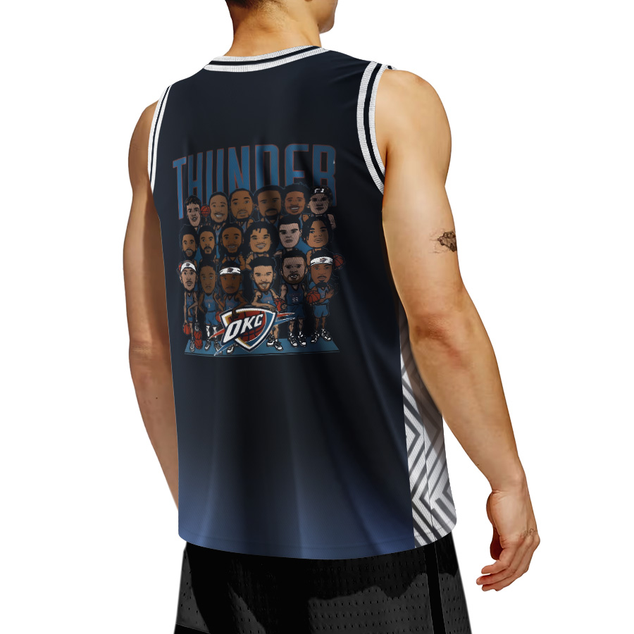 Oklahoma City Thunder Cartoon Basketball Jersey - Image 4
