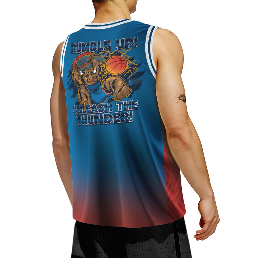 Thunder Up OKC Basketball Jersey, OKC Mascot Rumble "Thunder UP!" DryBlend - Image 3