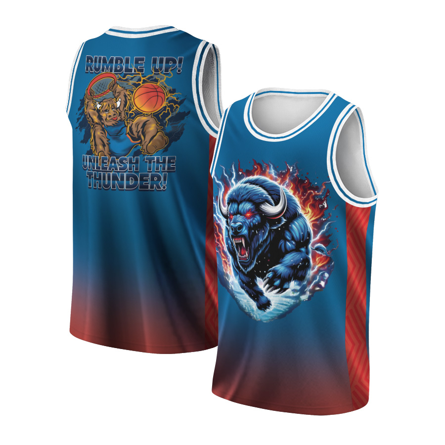 Thunder Up OKC Basketball Jersey, OKC Mascot Rumble "Thunder UP!" DryBlend