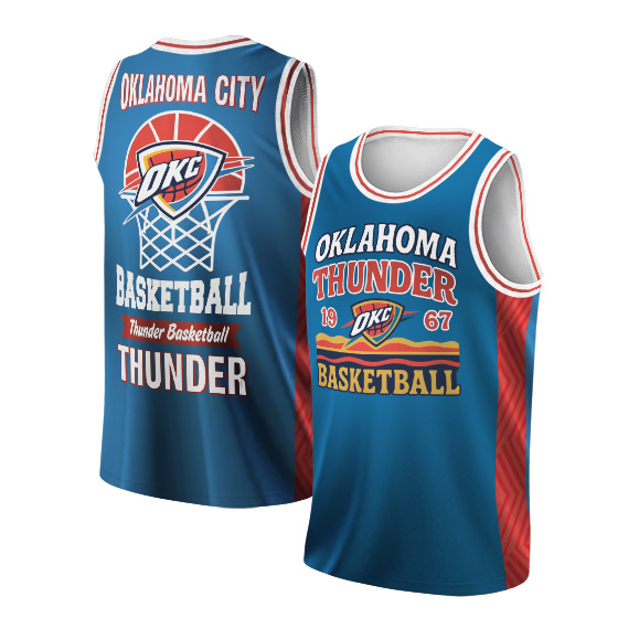 Retro Basketball Jersey, Vintage OKC 90s Style NBA Basketball Jersey