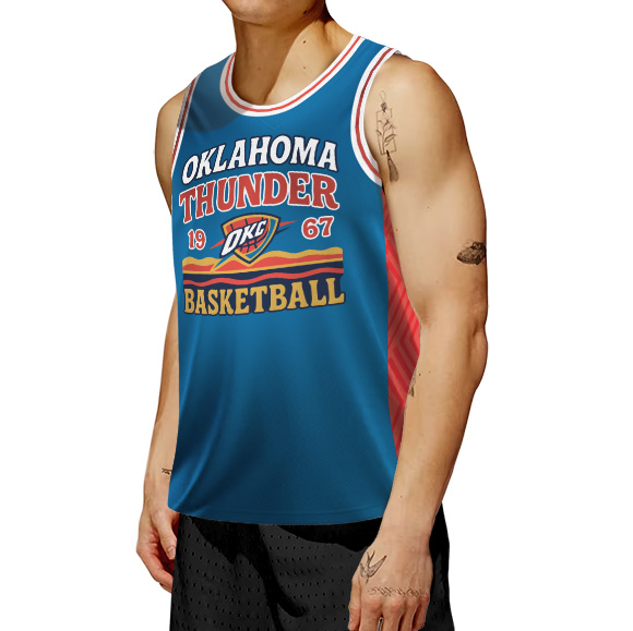 Retro Basketball Jersey, Vintage OKC 90s Style NBA Basketball Jersey - Image 2