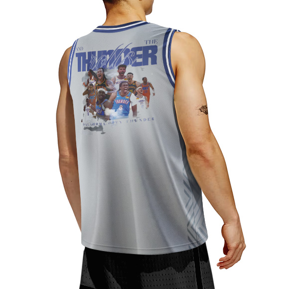 OKC Thunder- The Thunder Rolls Basketball Jersey, Oklahoma City Tee, Basketball Fan Shirt, Sports Team Apparel - Image 4