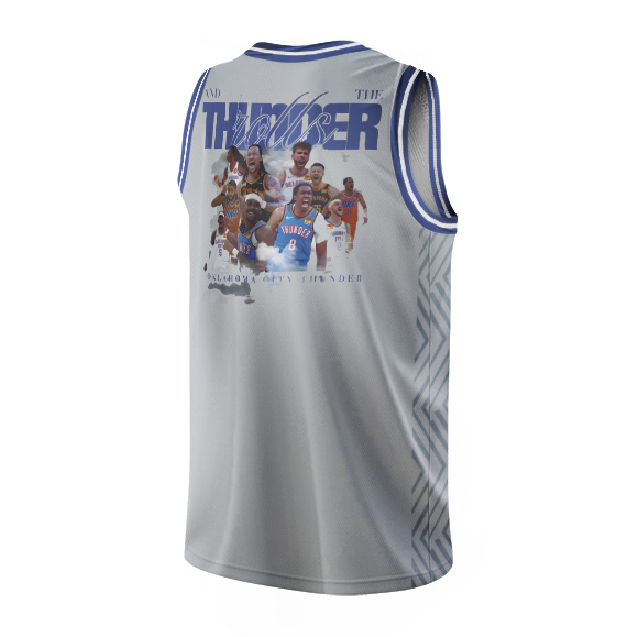 OKC Thunder- The Thunder Rolls Basketball Jersey, Oklahoma City Tee, Basketball Fan Shirt, Sports Team Apparel - Image 5