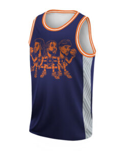 Alternative view of NY Karl Anthony Towns Jalen Brunson Josh Hart Basketball Jersey