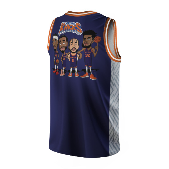 NY Karl Anthony Towns Jalen Brunson Josh Hart Basketball Jersey - Image 3