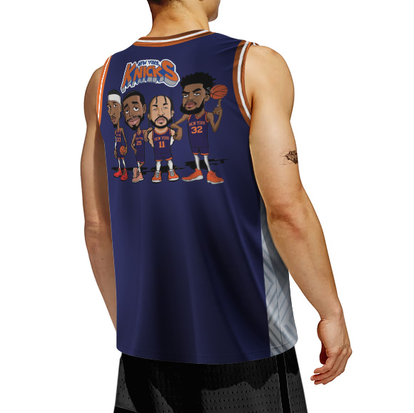 NY Karl Anthony Towns Jalen Brunson Josh Hart Basketball Jersey - Image 4