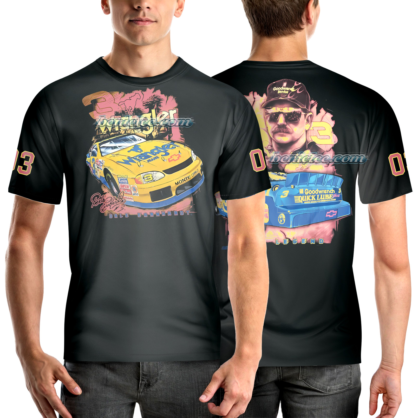 Vintage 90s Dale Earnhardt Nascar Racing T-Shirt 3D - Image 2