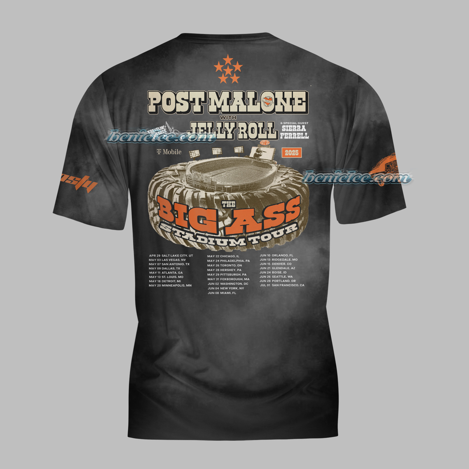 Post Malone Jelly Roll Tour Shirt 3D, Big Ass Stadium Tour Tee 3D, Country Concert T-Shirt - Image 5