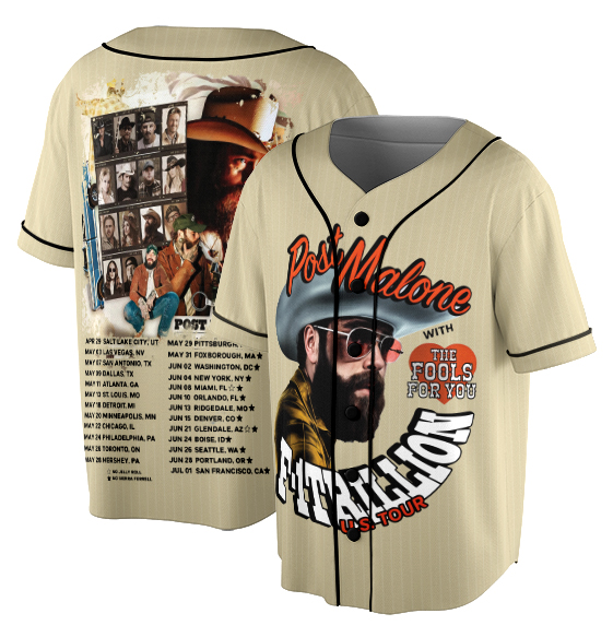 Post Malone Jelly Roll Baseball Jersey, Concert Tour Music Western 2025 Shirt - Image 2