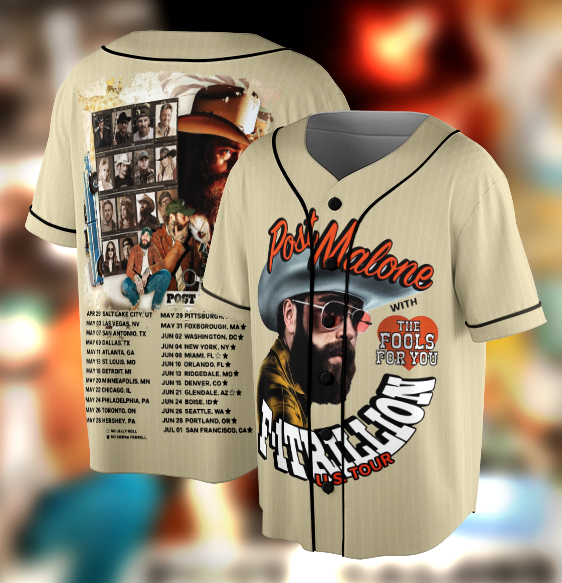 Post Malone Jelly Roll Baseball Jersey, Concert Tour Music Western 2025 Shirt