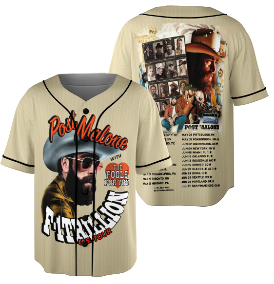 Post Malone Jelly Roll Baseball Jersey, Concert Tour Music Western 2025 Shirt - Image 3