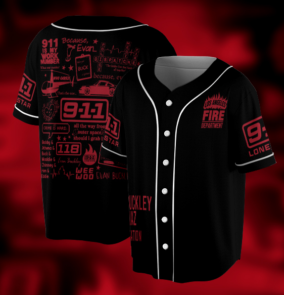 9-1-1 Doodle Art Baseball Jersey, 911 American TV Series Jersey