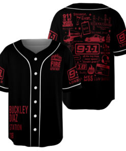Alternative view of 9-1-1 Doodle Art Baseball Jersey, 911 American TV Series Jersey