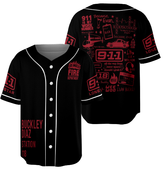 9-1-1 Doodle Art Baseball Jersey, 911 American TV Series Jersey - Image 2