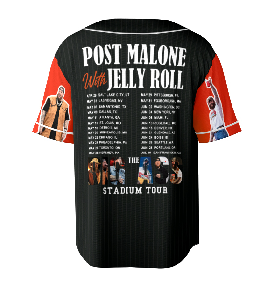 Post Malone Jelly Roll Baseball jersey, Jelly Roll Concert Jersey - Image 3