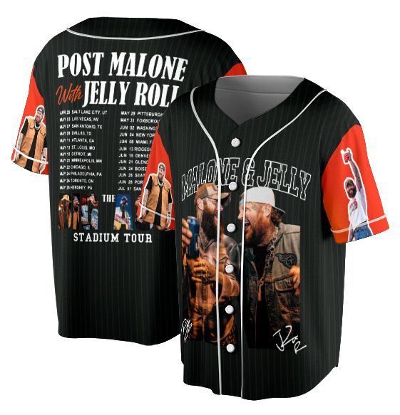 Post Malone Jelly Roll Baseball jersey, Jelly Roll Concert Jersey - Image 2