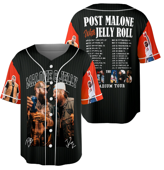 Post Malone Jelly Roll Baseball jersey, Jelly Roll Concert Jersey - Image 5