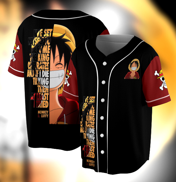 Luffy One Piece Baseball Jersey, Anime Jersey