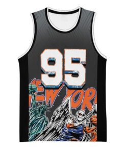 Alternative view of Retro 90s New York Basketball Team Skeleton Jersey, Knicks Basketball Team, Custom Number