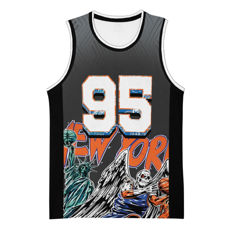 Retro 90s New York Basketball Team Skeleton Jersey, Knicks Basketball Team, Custom Number - Image 2