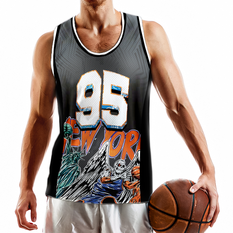 Retro 90s New York Basketball Team Skeleton Jersey, Knicks Basketball Team, Custom Number - Image 3
