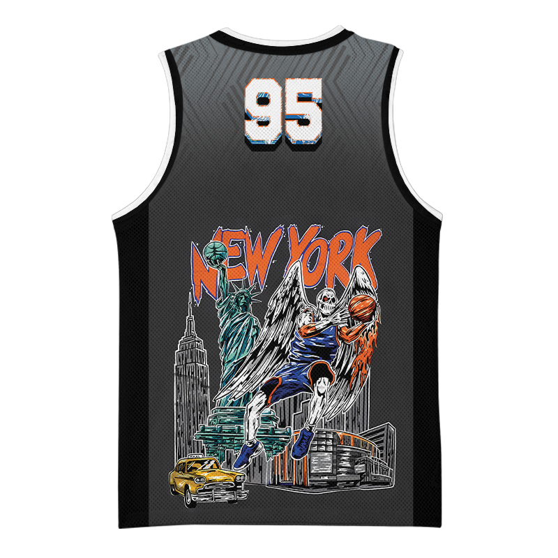 Retro 90s New York Basketball Team Skeleton Jersey, Knicks Basketball Team, Custom Number - Image 4