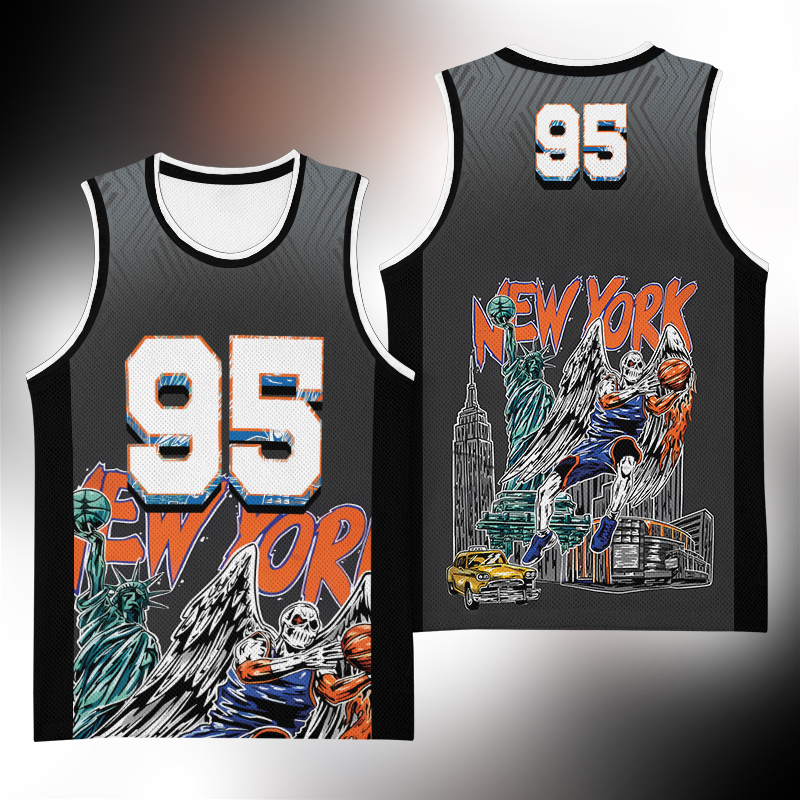 Retro 90s New York Basketball Team Skeleton Jersey, Knicks Basketball Team, Custom Number