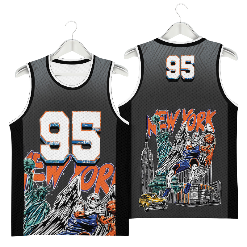 Retro 90s New York Basketball Team Skeleton Jersey, Knicks Basketball Team, Custom Number - Image 5