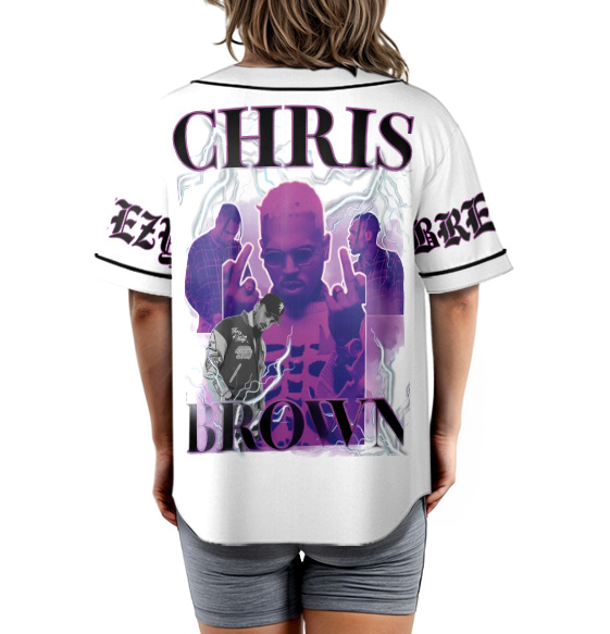 Chris Brown Tour Breezy Bowl XX V2 Vintage Baseball Jersey - Image 3