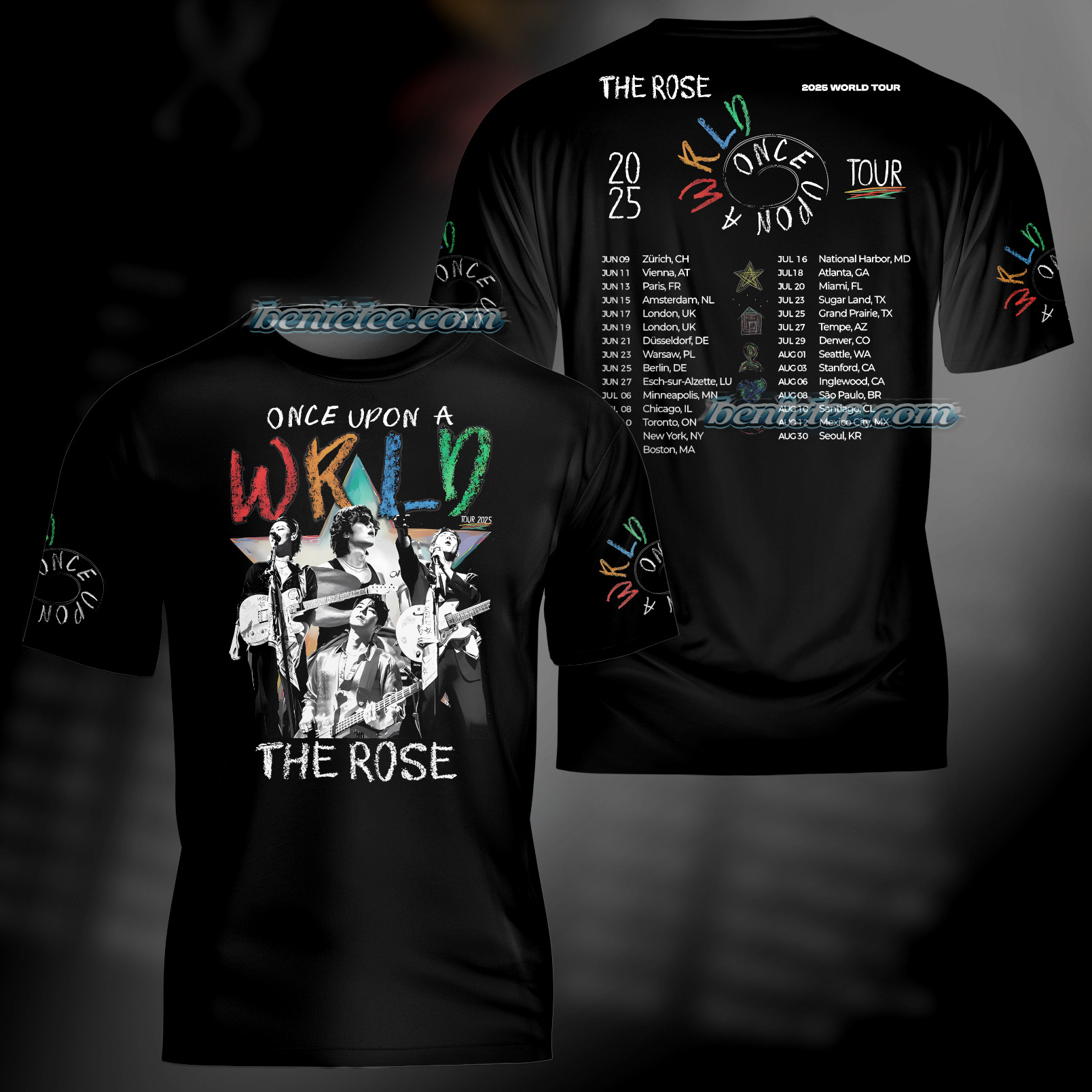The Rose Once Upon AWRLD Tour Tee 3D, The Rose WRLD Road Map Shirt