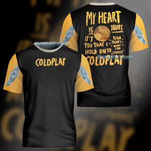 Vintage Coldplay T-Shirt 3D, Music of the Spheres Tour 2025 Tee