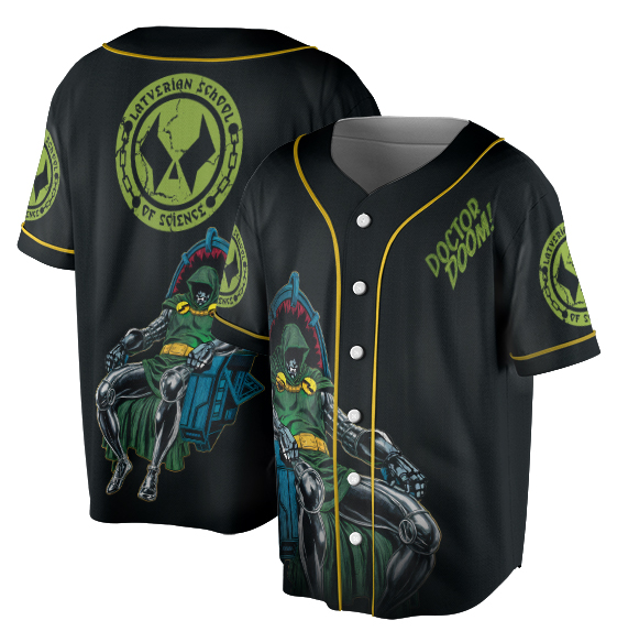 Vintage Styled Doctor Doom Baseball Jersey, Robert Downey JR Avengers Jersey - Image 2