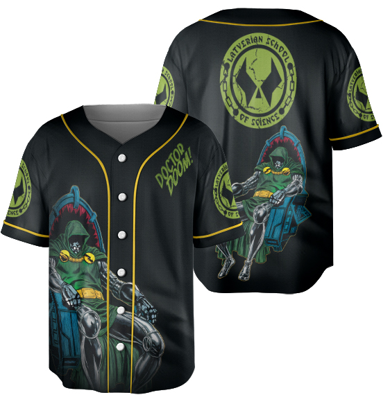 Vintage Styled Doctor Doom Baseball Jersey, Robert Downey JR Avengers Jersey - Image 5