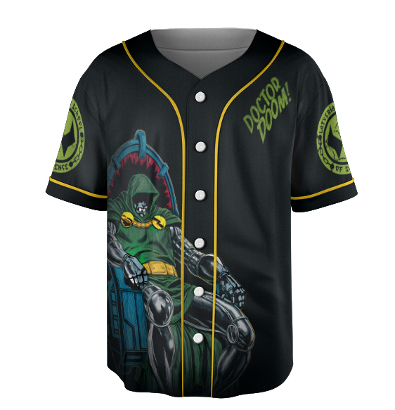 Vintage Styled Doctor Doom Baseball Jersey, Robert Downey JR Avengers Jersey - Image 6
