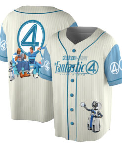 Alternative view of Fantastic Four First Steps Baseball Jersey, Fantastic Four Logo Jersey, Marvel Superhero Jersey