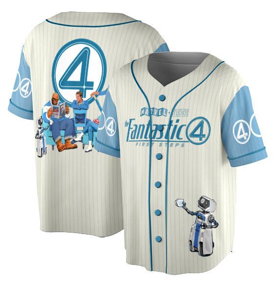 Fantastic Four First Steps Baseball Jersey, Fantastic Four Logo Jersey, Marvel Superhero Jersey - Image 2