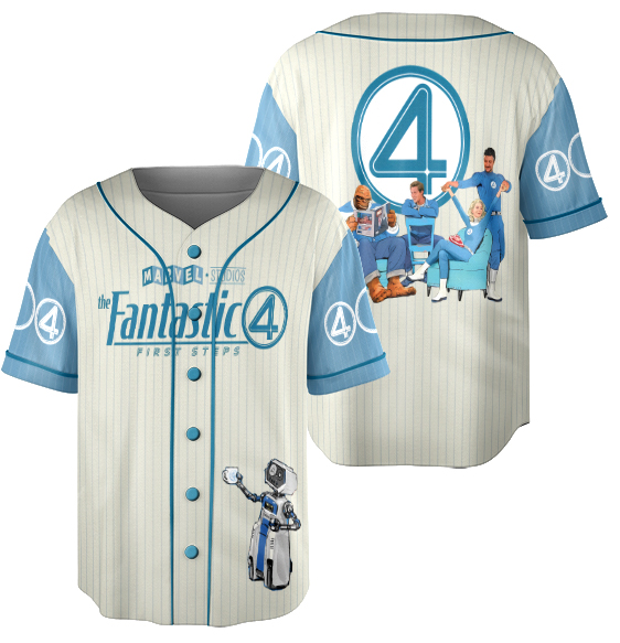 Fantastic Four First Steps Baseball Jersey, Fantastic Four Logo Jersey, Marvel Superhero Jersey - Image 4